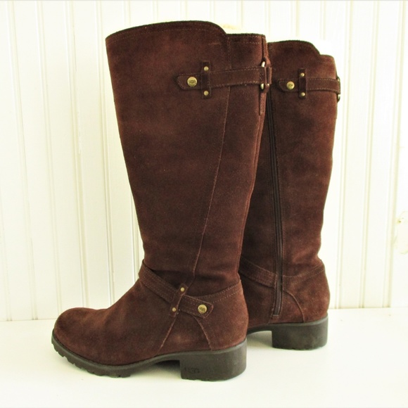 Ugg Jillian 1917 Tall Brown Suede Sheerling Boot - Picture 4 of 15